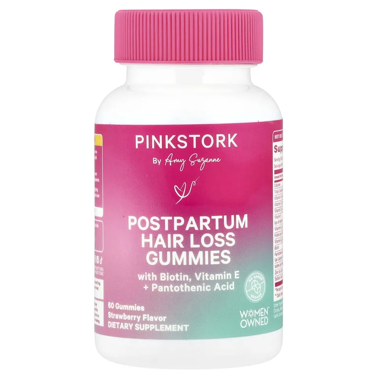 Pink Stork, Жевательные таблетки от послеродового выпадения волос, с клубникой, 60 жевательных таблеток