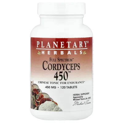 Planetary Herbals, Кордицепс, 450 мг, 120 таблеток