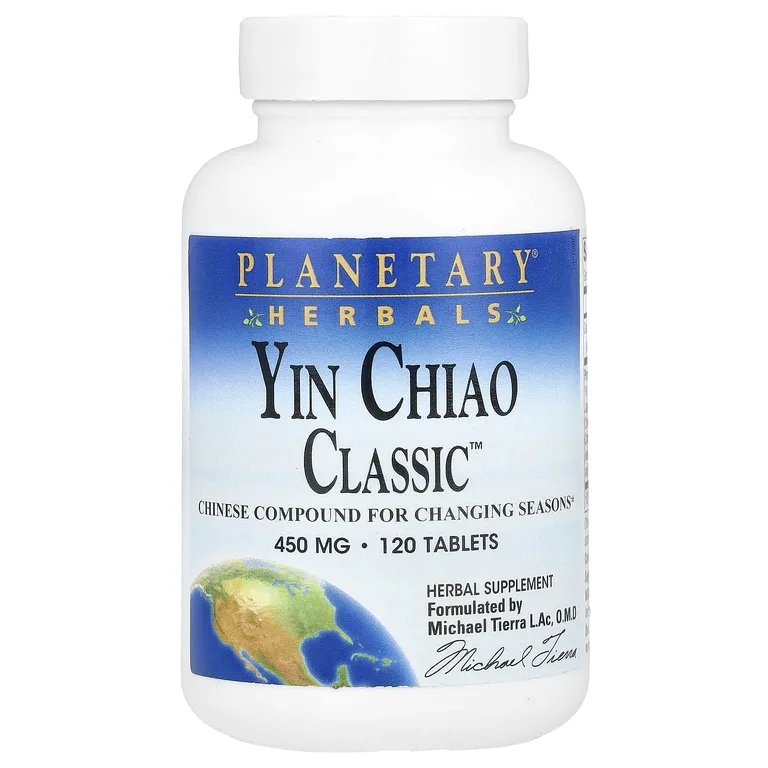 Planetary Herbals, растительная смесь при сезонных изменениях температуры, Инь Цяо Классический, 450 мг, 120 таблеток