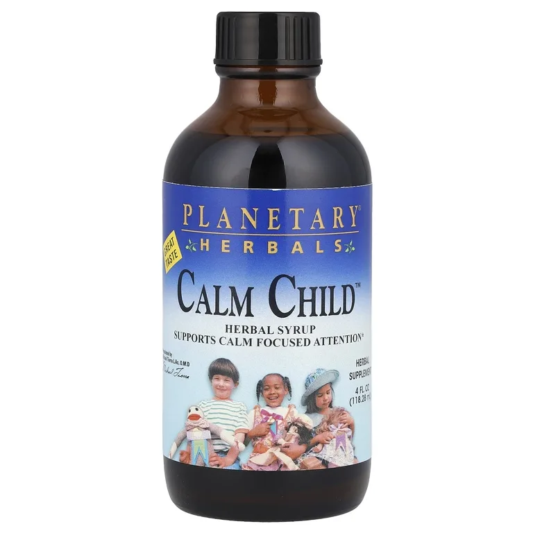Planetary Herbals, Успокаивающее для детей, травяной сироп, 4 жидких унции (118.28 мл)