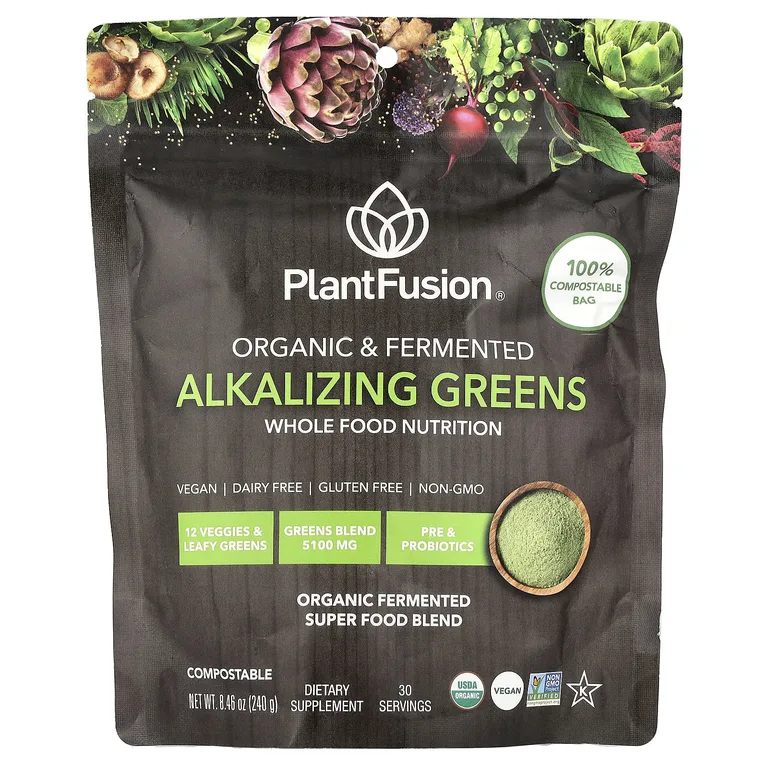 PlantFusion, органическая и ферментированная подщелачивающая зелень, 240 г (8,46 унции)