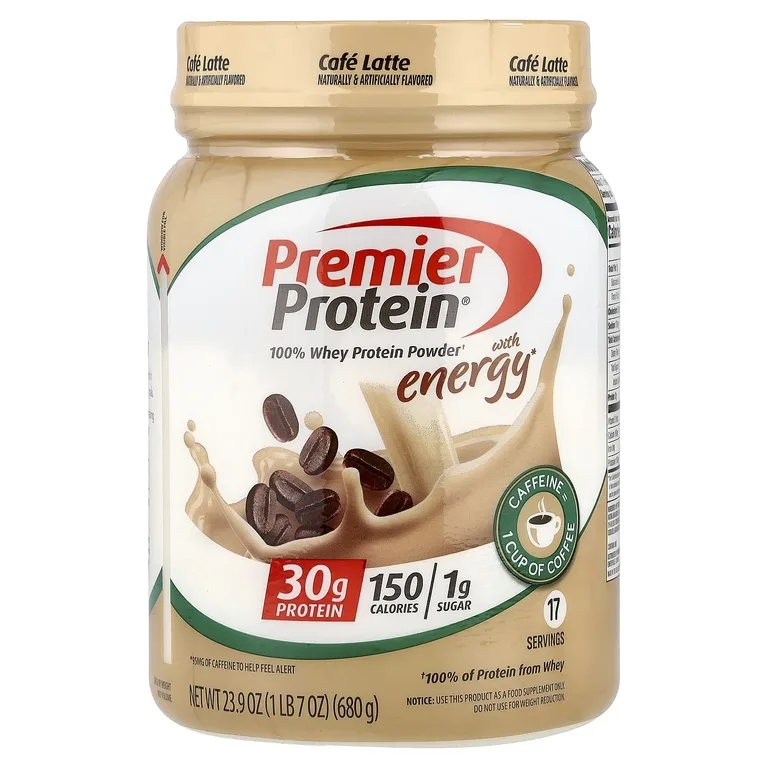 Premier Protein, Порошок из 100% сывороточного протеина с энергией, кофейный латте, 680 г (23,9 унции)