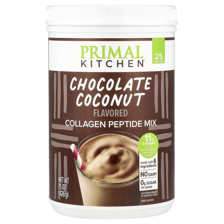 Primal Kitchen, Смесь для приготовления напитка с пептидами коллагена, шоколад и кокос, 394 г (13,89 унции)