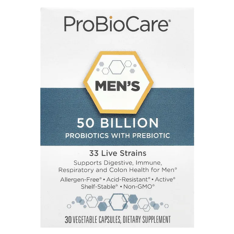 ProBioCare, пробиотики с пребиотиками для мужчин, 50 млрд, 30 растительных капсул