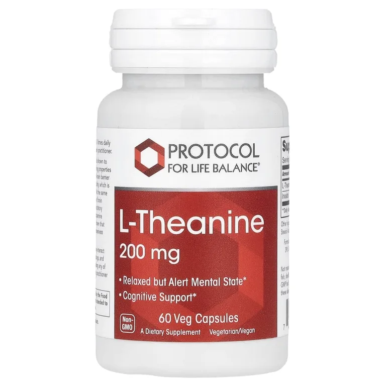 Protocol for Life Balance, L-теанин, 200 мг, 60 растительных капсул