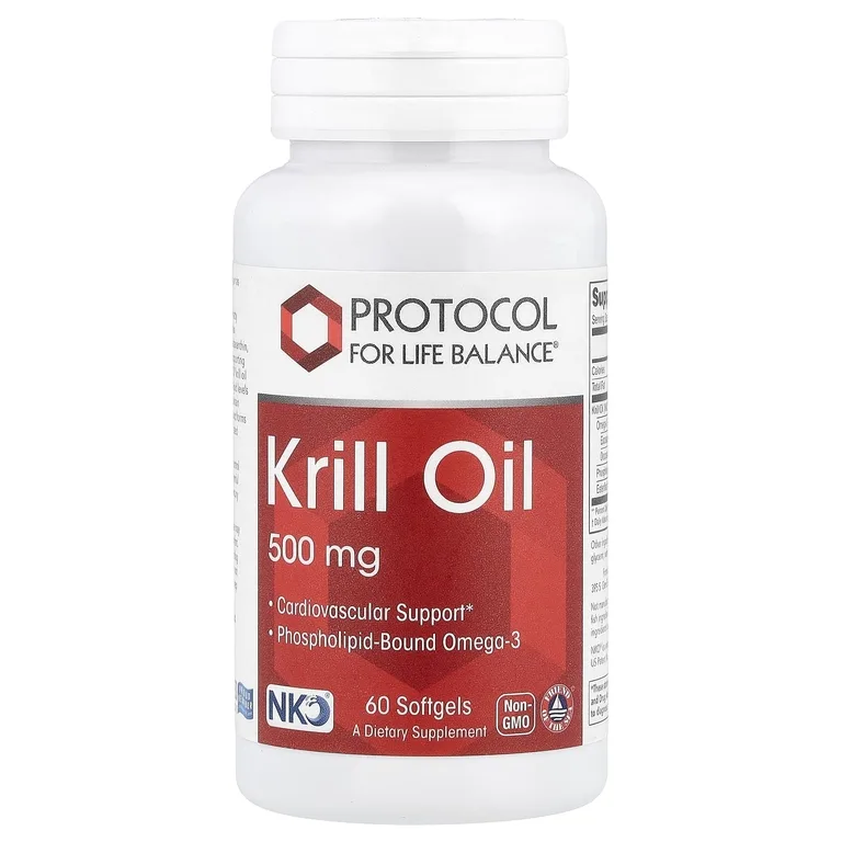 Protocol for Life Balance, масло криля, 500 мг, 60 желатиновых капсул (250 мг в 1 капсуле)