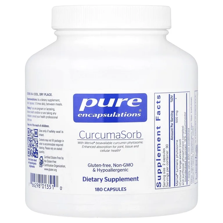 Pure Encapsulations, Фитосома куркумы, 180 капсул (250 мг на капсулу)