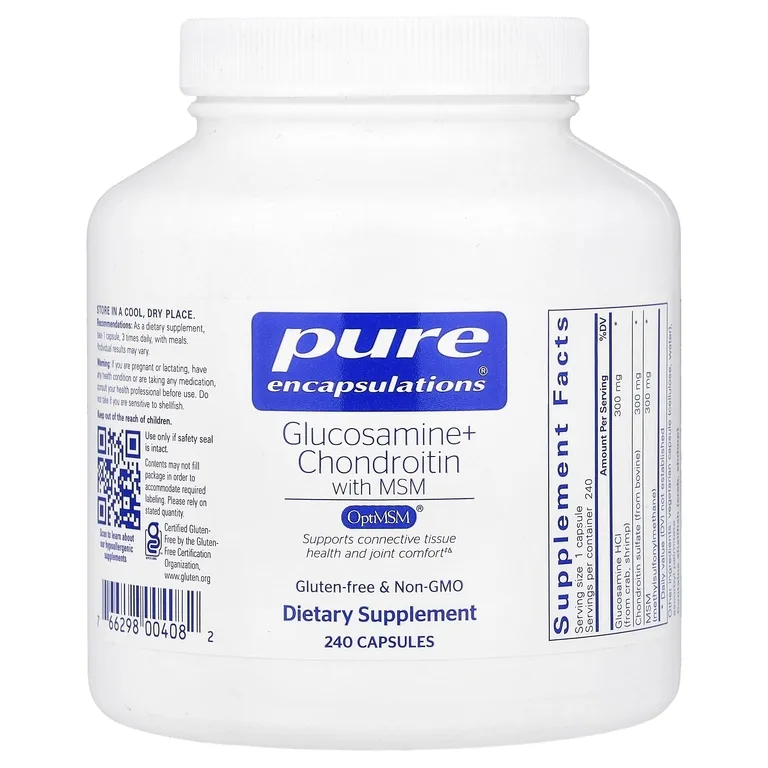 Pure Encapsulations, глюкозамин, хондроитин и МСМ, 240 капсул