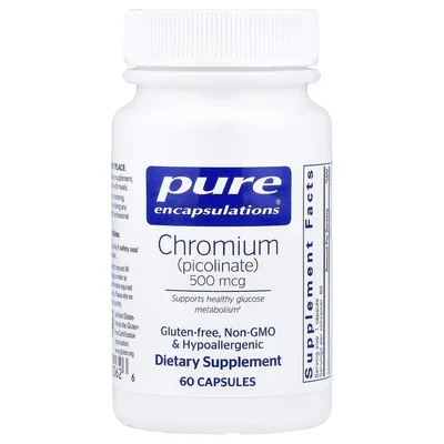 Pure Encapsulations, хром (пиколинат), 500 мкг, 60 капсул