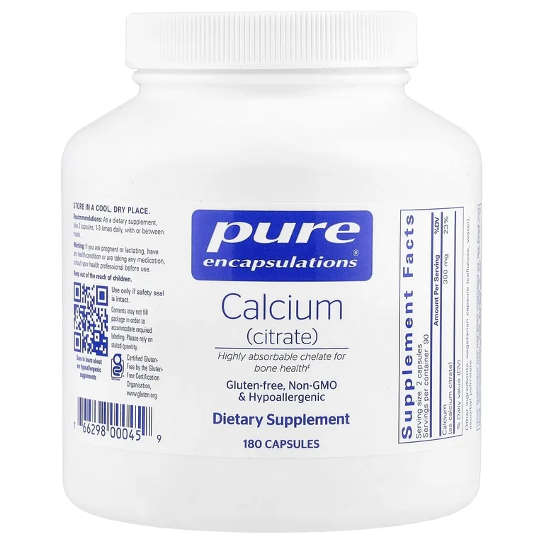 Pure Encapsulations, Кальций (цитрат), 180 капсул (150 мг на капсулу)