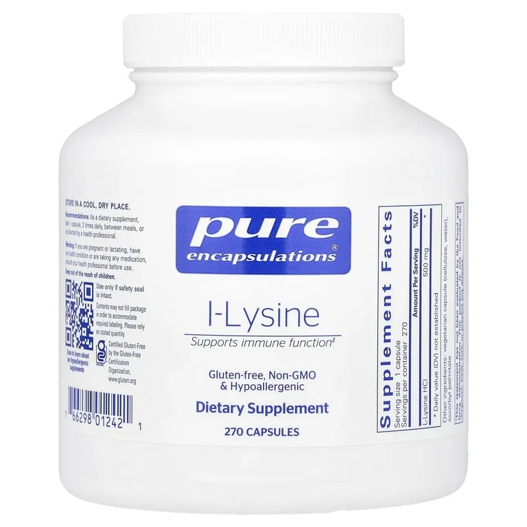 Pure Encapsulations, L-лизин, 270 капсул (500 мг на капсулу)