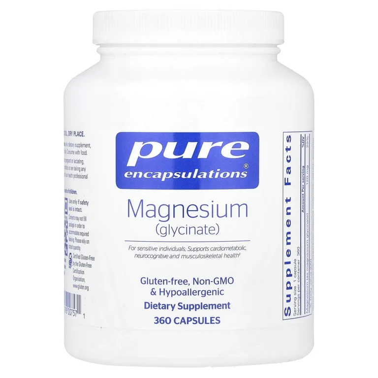 Pure Encapsulations, Магний (глицинат), 360 капсул (120 мг на капсулу)