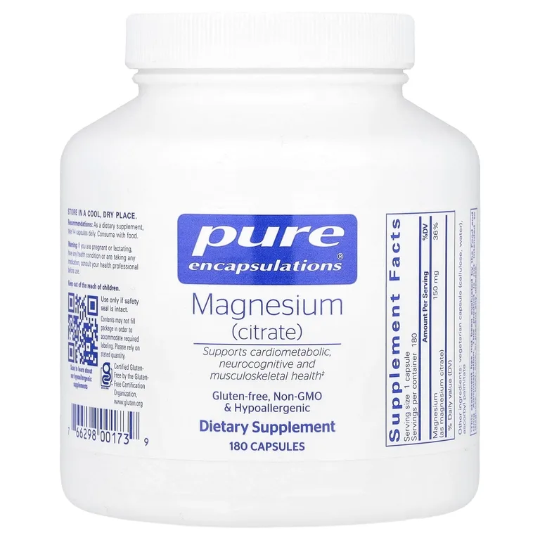 Pure Encapsulations, магний (цитрат), 180 капсул (150 мг в 1 капсуле)