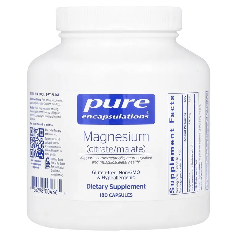 Pure Encapsulations, Магний (цитрат / малат), 180 капсул
