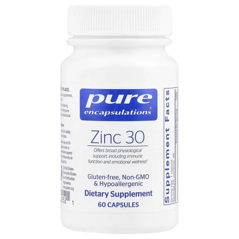 Pure Encapsulations, Цинк 30, 60 капсул (30 мг в капсуле)