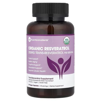 Pure Micronutrients, Органический ресвератрол, 90 капсул для веганов
