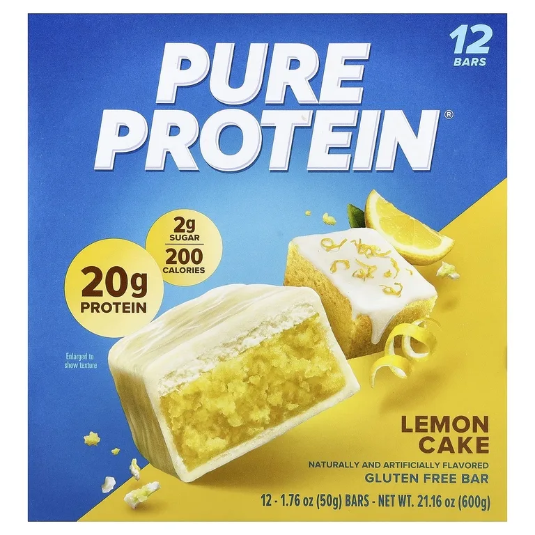 Pure Protein, батончик без глютена, со вкусом лимонного торта, 12 батончиков по 50 г (1,76 унции)