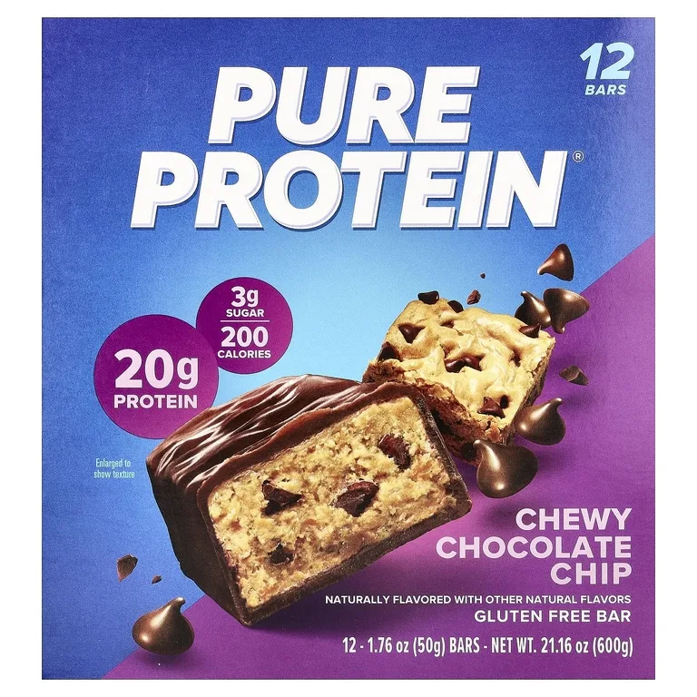 Pure Protein, батончик без глютена, жевательная шоколадная крошка, 12 батончиков по 50 г (1,76 унции)