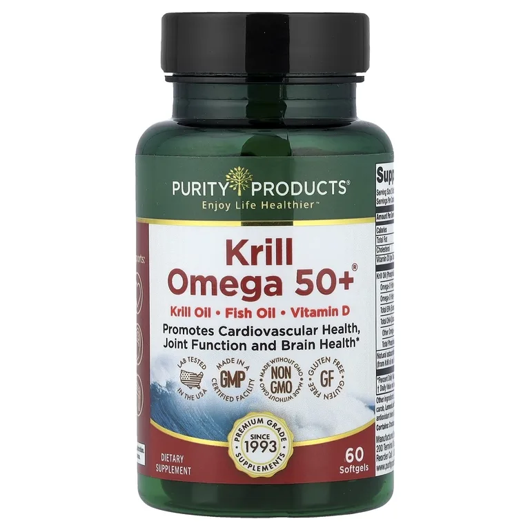 Purity Products, Криль Omega 50+, 60 мягких капсул