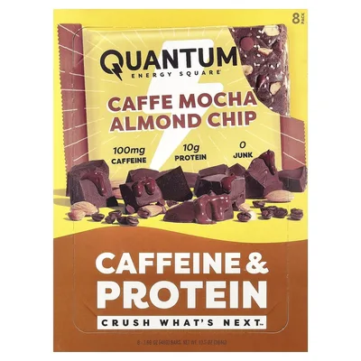 Quantum Energy Square, протеиновый батончик с кофеином, кофе мокко с миндальной крошкой, 8 батончиков по 48 г (1,69 унции)
