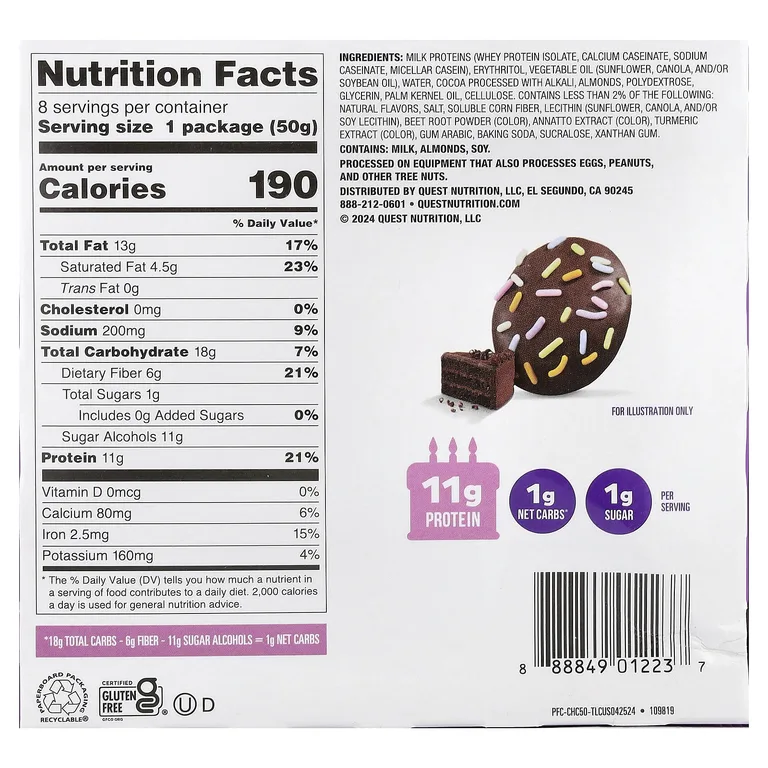 Quest Nutrition, Bake Shop, глазированное печенье, шоколадный торт, 8 пакетиков по 50 г (1,76 унции)