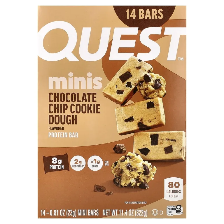 Quest Nutrition, Мини-протеиновый батончик, печенье с шоколадными кусочками, 14 батончиков, 23 г (0,81 унции)