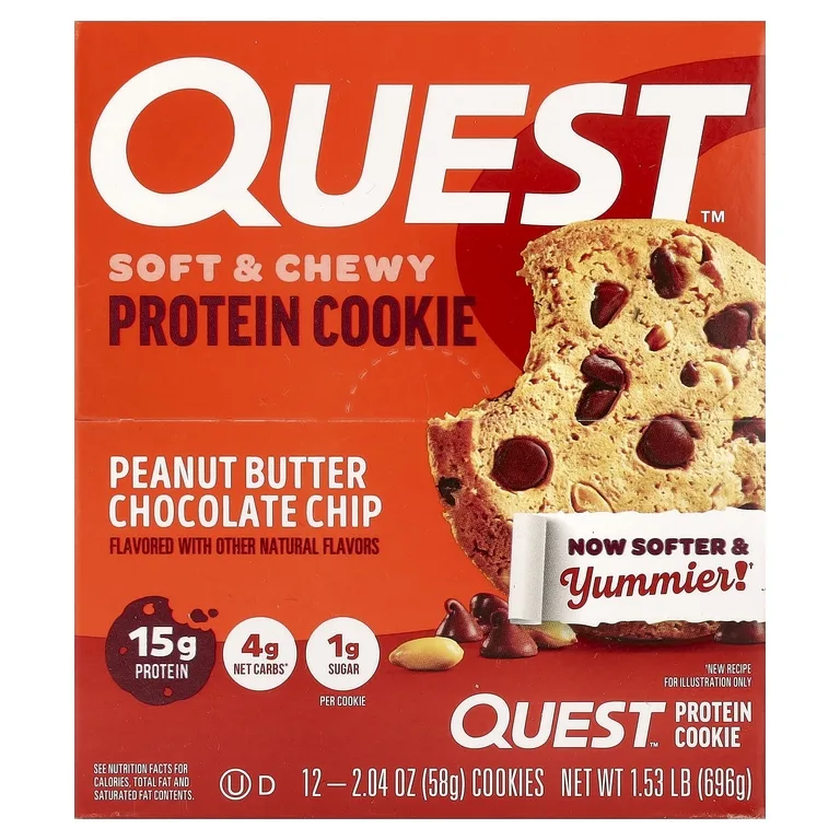 Quest Nutrition, Protein Cookie, арахисовая паста с шоколадной крошкой, 12 печений, 58 г (2,04 унции)