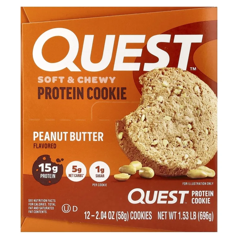Quest Nutrition, протеиновое печенье, арахисовая паста, 12 штук, 58 г (2,04 унции)