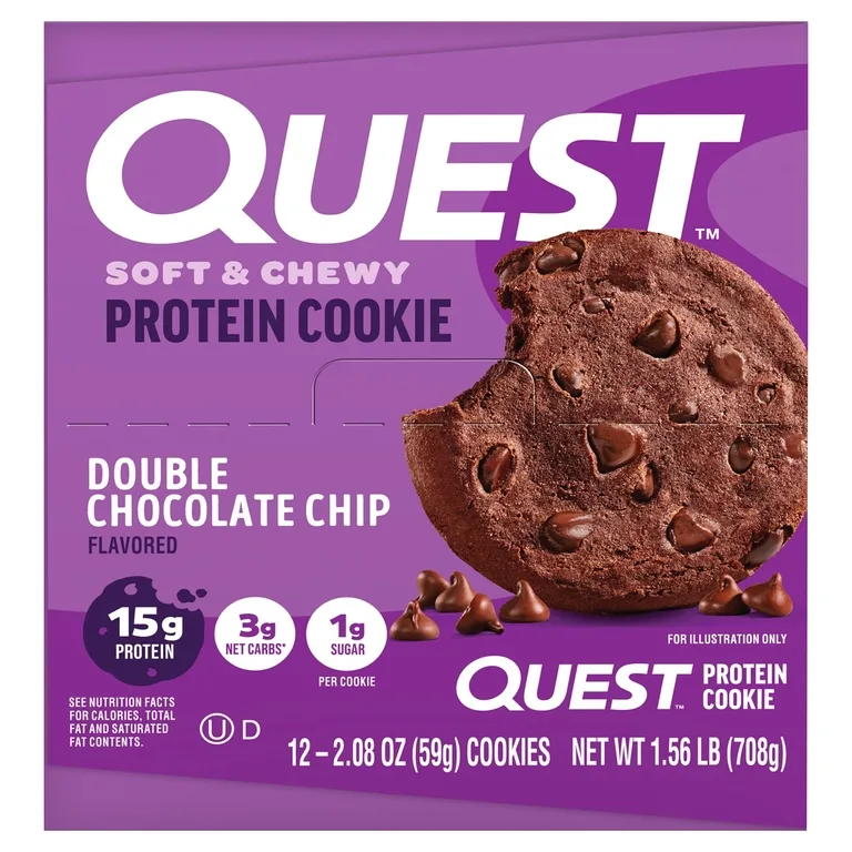 Quest Nutrition, протеиновое печенье, двойная шоколадная крошка, 12 штук, 59 г (2,08 унции)
