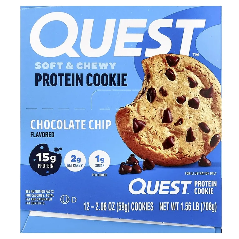 Quest Nutrition, протеиновое печенье, с шоколадной крошкой, 12 шт. по 59 г (2,08 унции)