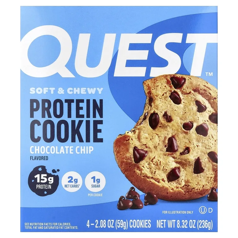 Quest Nutrition, Протеиновое печенье, шоколадная крошка, 4 пакетика, 59 г (2,08 унции)