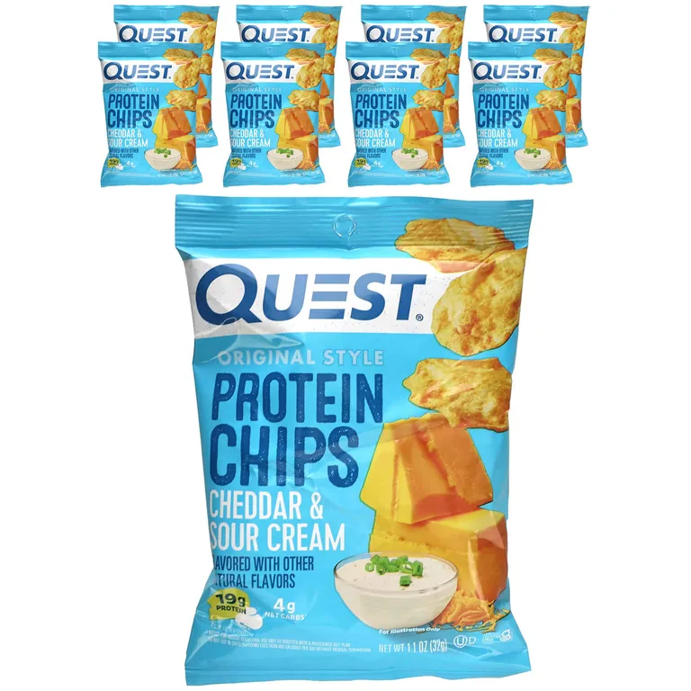 Quest Nutrition, Протеиновые чипсы Original Style, чеддер и сметана, 8 пакетиков по 32 г (1,1 унции)