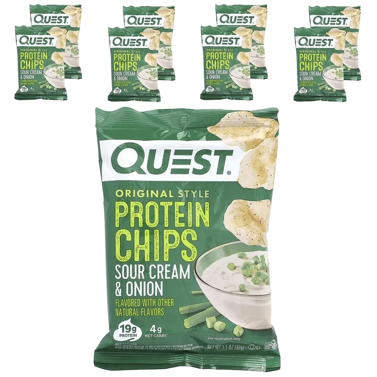 Quest Nutrition, Протеиновые чипсы Original Style, сметана и лук, 8 пакетиков по 32 г (1,1 унции)