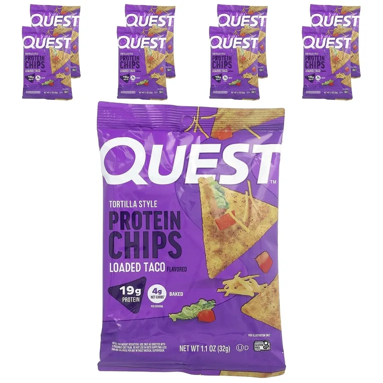 Quest Nutrition, Протеиновые чипсы по типу тортильи, загруженный тако, 8 пакетиков по 32 г (1,1 унции)