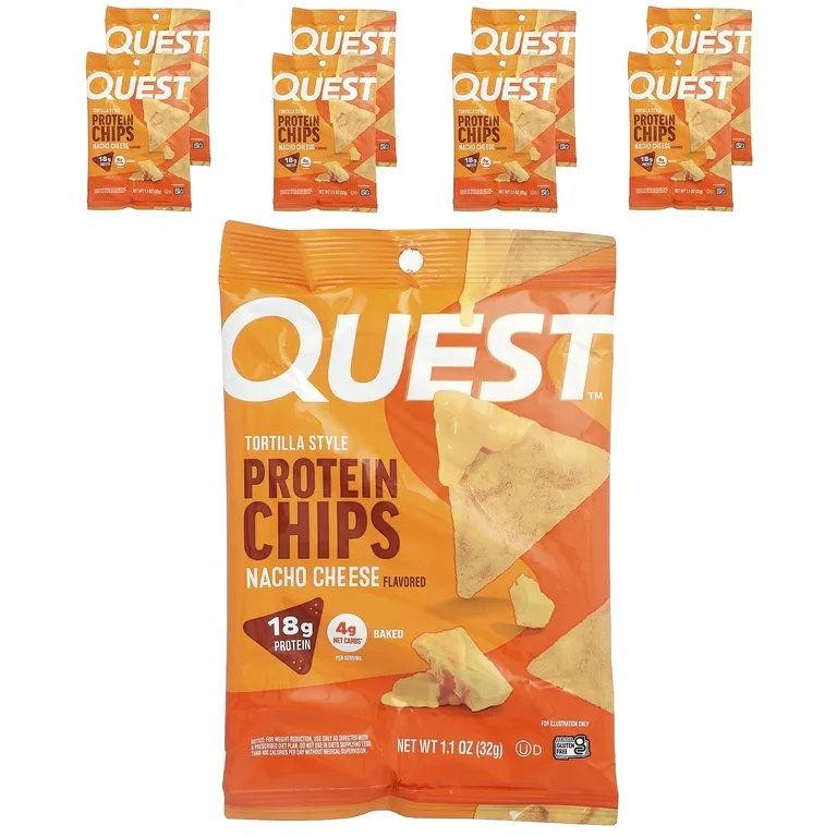 Quest Nutrition, Протеиновые чипсы по типу тортилья, сыр начо, 8 пакетиков по 32 г (1,1 унции)