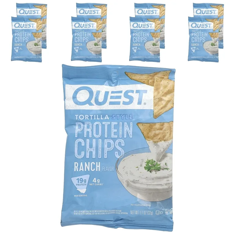 Quest Nutrition, Протеиновые чипсы по-тортильи, ранчо, 8 пакетиков по 32 г (1,1 унции)
