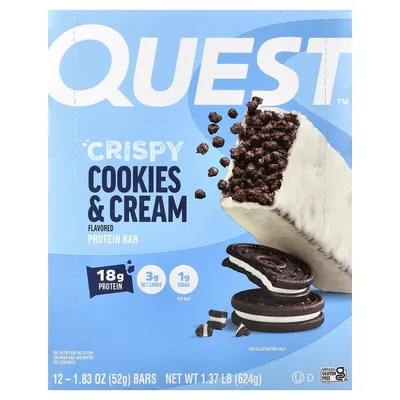 Quest Nutrition, протеиновый батончик, хрустящее печенье с кремом, 12 батончиков по 52 г (1,83 унции)