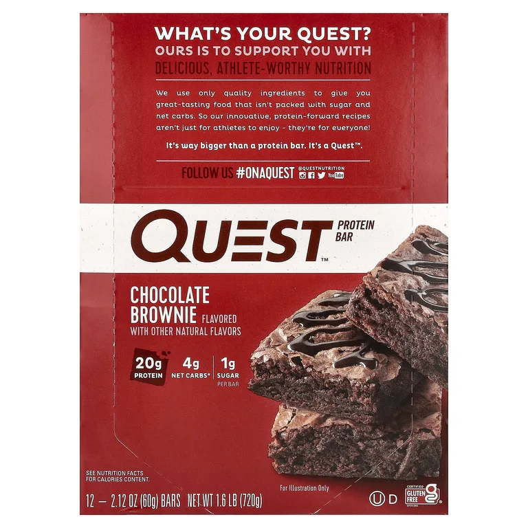 Quest Nutrition, протеиновый батончик, шоколадный брауни, 12 батончиков, 60 г (2,12 унции)