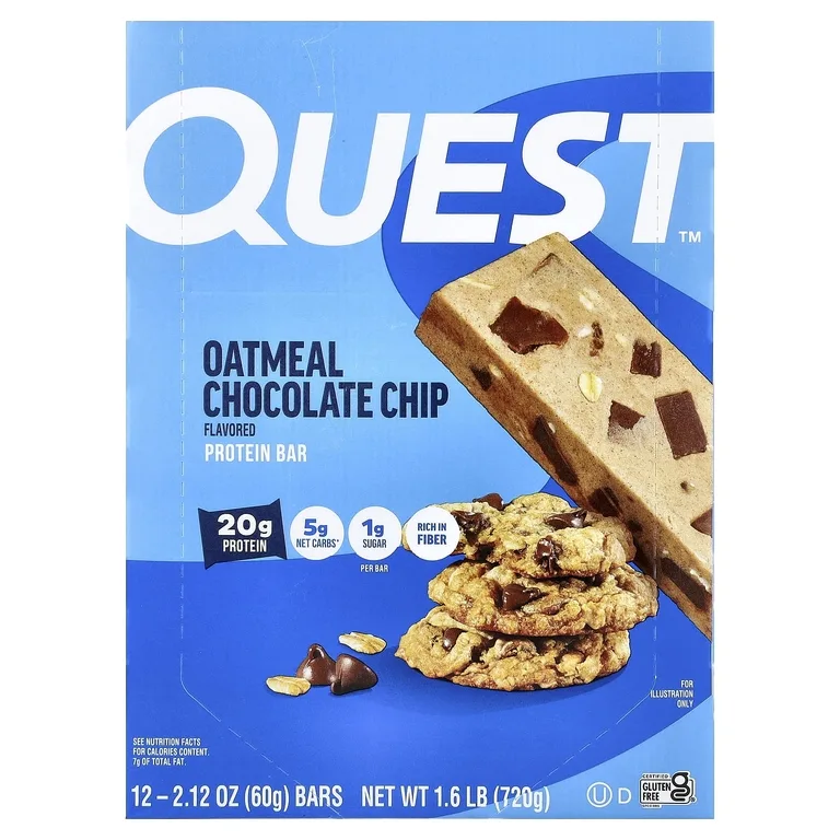 Quest Nutrition, протеиновый батончик, со вкусом овсяно-шоколадного печенья, 12 батончиков, весом 60 г (2,12 унции) каждый