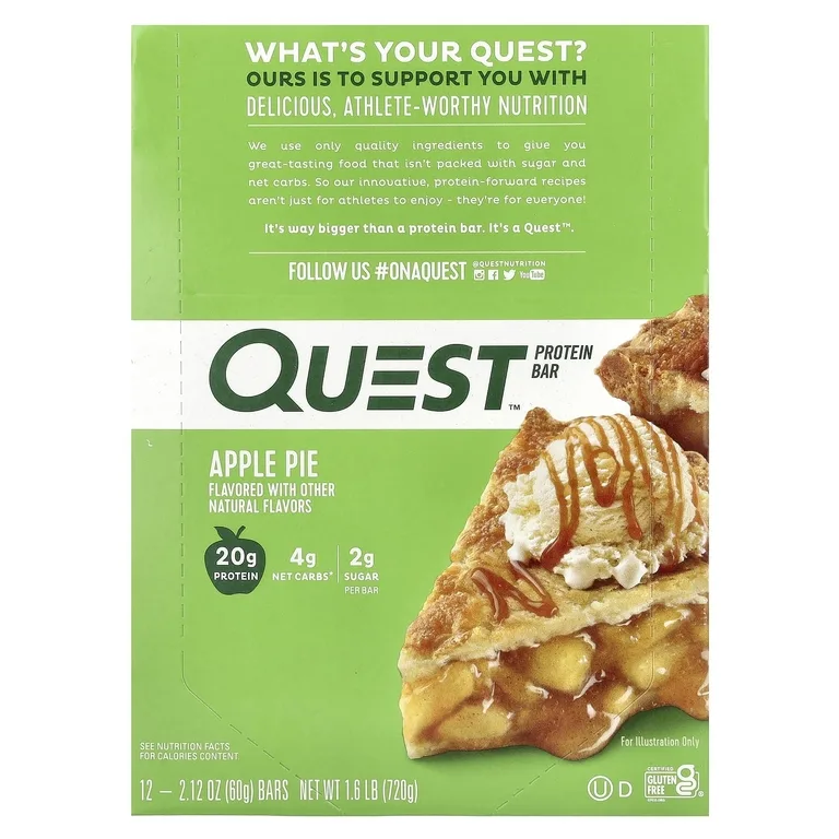 Quest Nutrition, протеиновый батончик, яблочный пирог, 12 батончиков, 60 г (2,12 унции) каждый