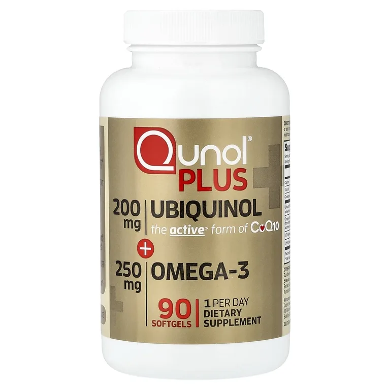 Qunol, Plus, убихинол и омега-3, 90 капсул