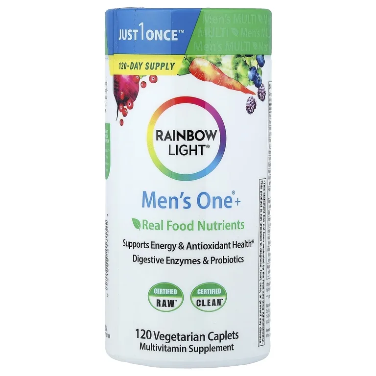 Rainbow Light, Men's One®+, питательные вещества из натуральных продуктов, 120 вегетарианских капсуловидных таблеток