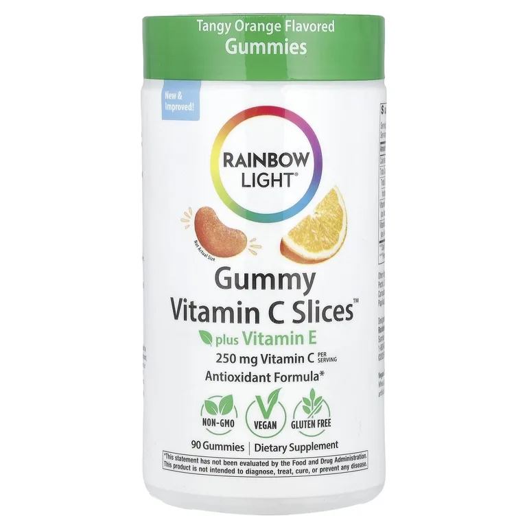 Rainbow Light, Жевательные таблетки с витамином C ™ и витамином E, насыщенный апельсин, 90 жевательных таблеток