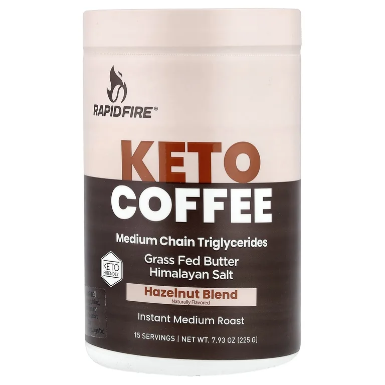 RAPIDFIRE , Keto Coffee, растворимый кофе, средней обжарки, 7,93 унции (225 г)