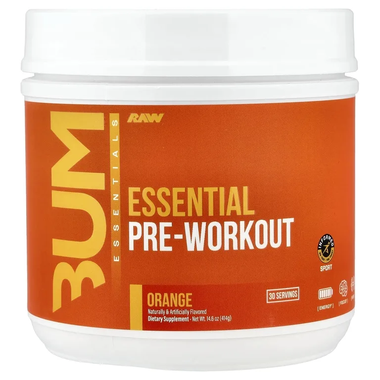 Raw Nutrition, Bum Essentials, предтренировочный комплекс, апельсин, 14,6 унции (414 г)