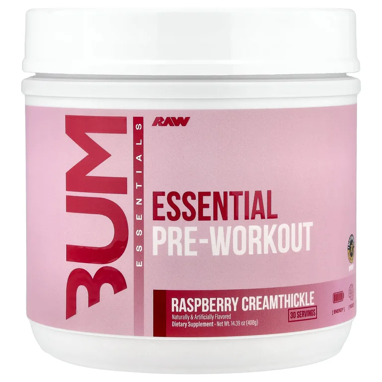 Raw Nutrition, Bum Essentials, предтренировочный комплекс, со вкусом малины и кремовой пасты, 408 г (14,39 унции)