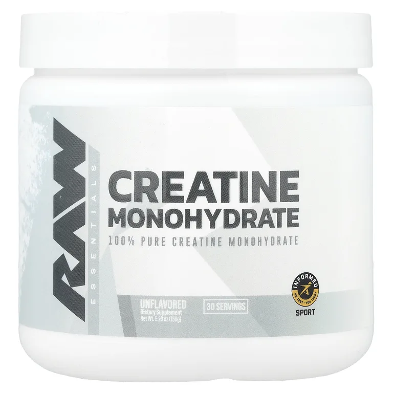 Raw Nutrition, Essentials, моногидрат креатина, без добавок, 150 г (5,29 унции)