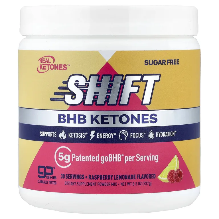 Real Ketones, Shift, порошковая смесь кетонов BHB, со вкусом малинового лимонада, 237 г (8,3 унции)