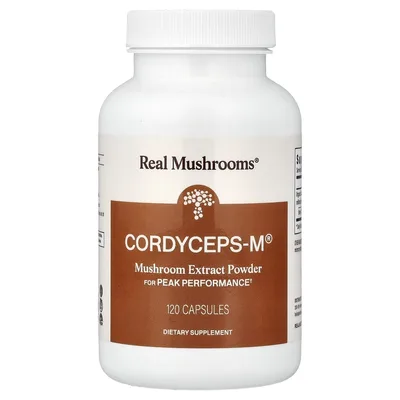 Real Mushrooms, Cordycep-M®, экстракт грибов в порошке, 120 капсул