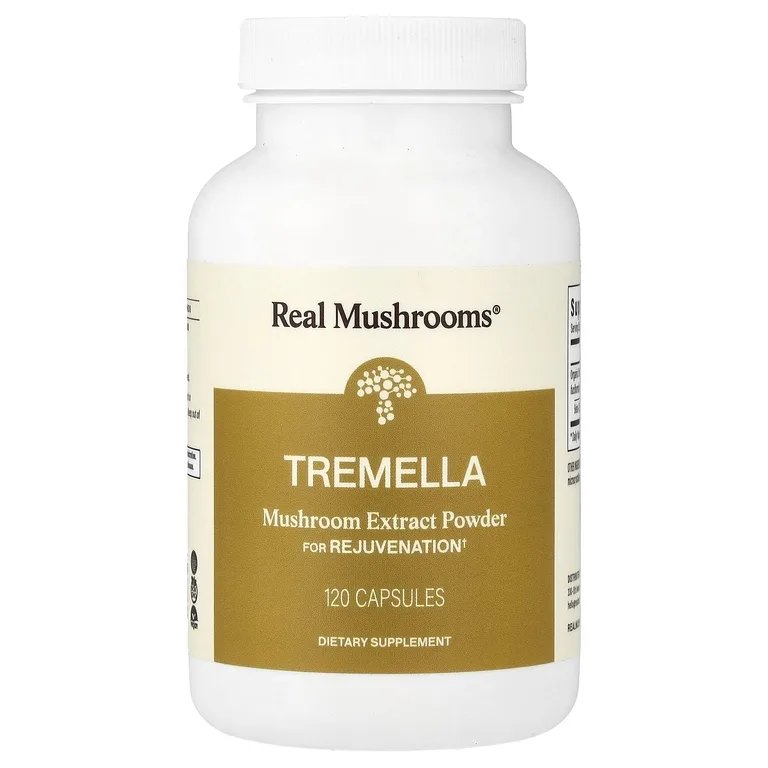 Real Mushrooms, тремелла, экстракт грибов в порошке, 120 капсул